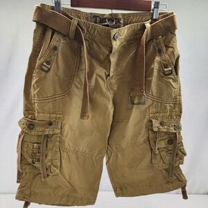 Mens Twice(Twoce/Tw(eye)ce) Khaki Y2K Cargo Shorts with Belt Size 32